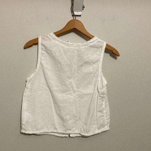Joie White Sleeveless Button-Front Blouse, Size Medium, Linen Cotton Blend - Picture 6 of 9